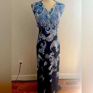 Lightweight Summer Navy and White Floral Maxi Dress
